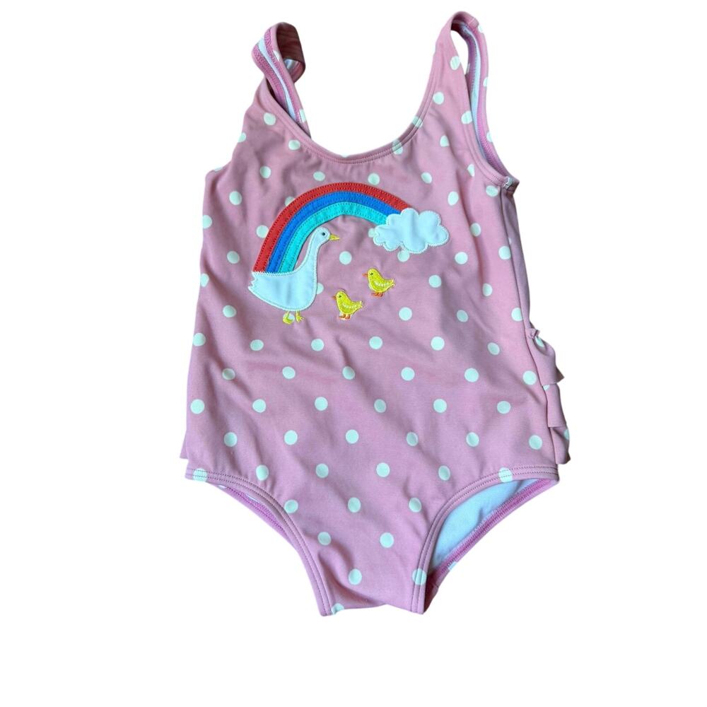 Baby boden goose applique ruffle swimsuit size 3-4y